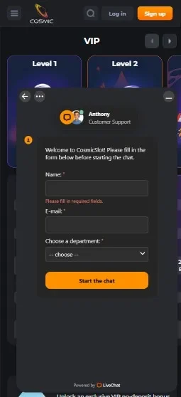 CosmicSlotz Casino support